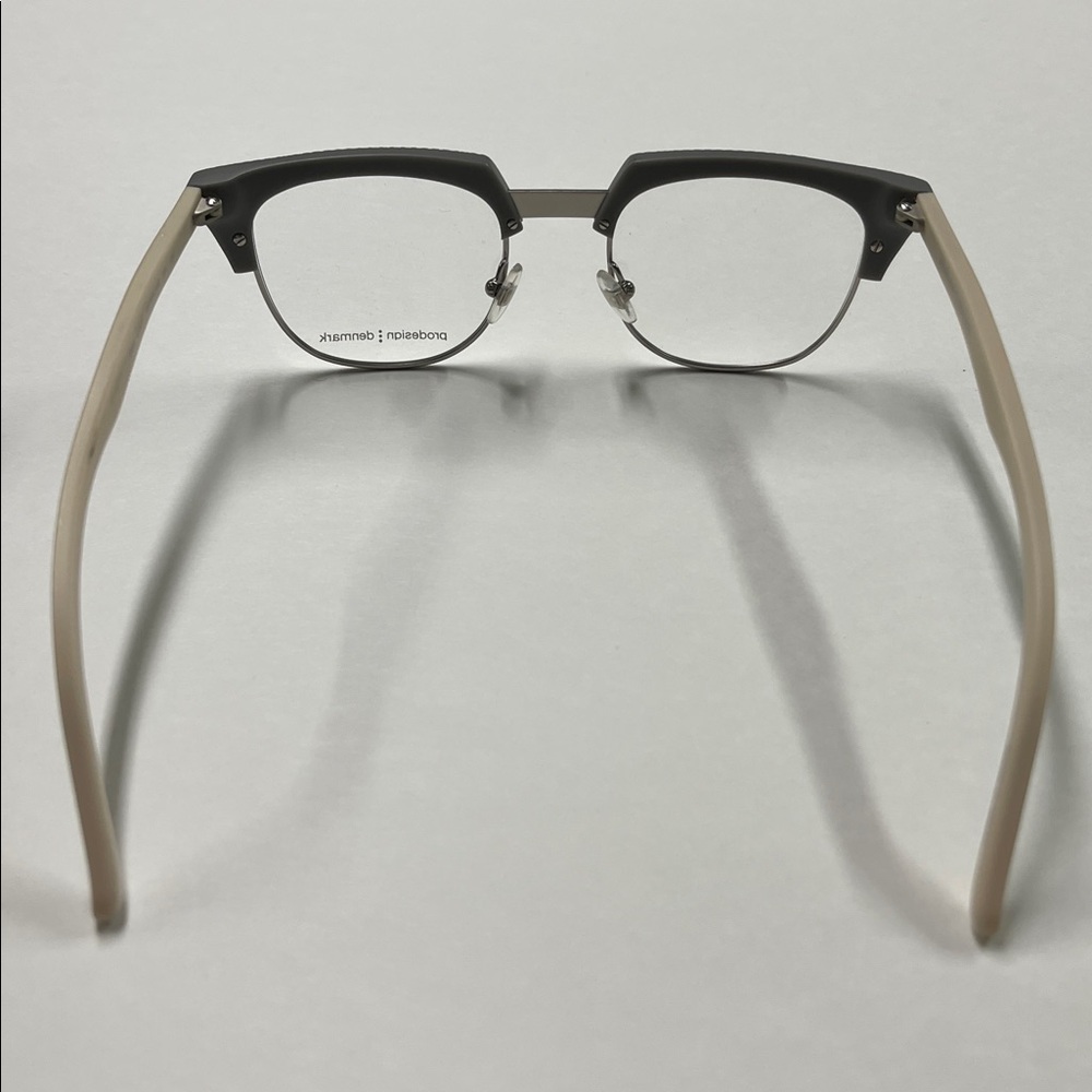 PRO DESIGNS NWOT Retro Cat Eye Texture Front Grey & Vanilla  40-28-140 Eyrglass - Picture 11 of 16